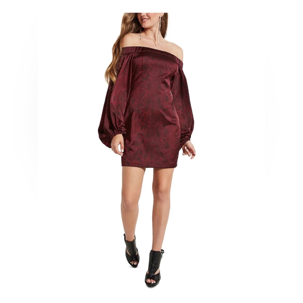 Beautiful Snake Print Wine Dress